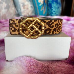 J. McLaughlin Ruby Leopard Women's Leather Belt NWT Size X-Large